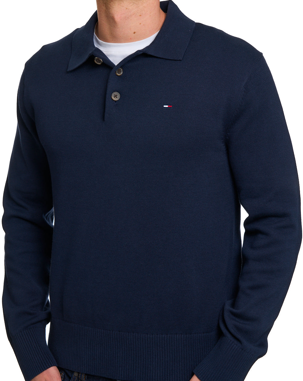 Tommy Jeans Knitted LS Polo Dark Navy