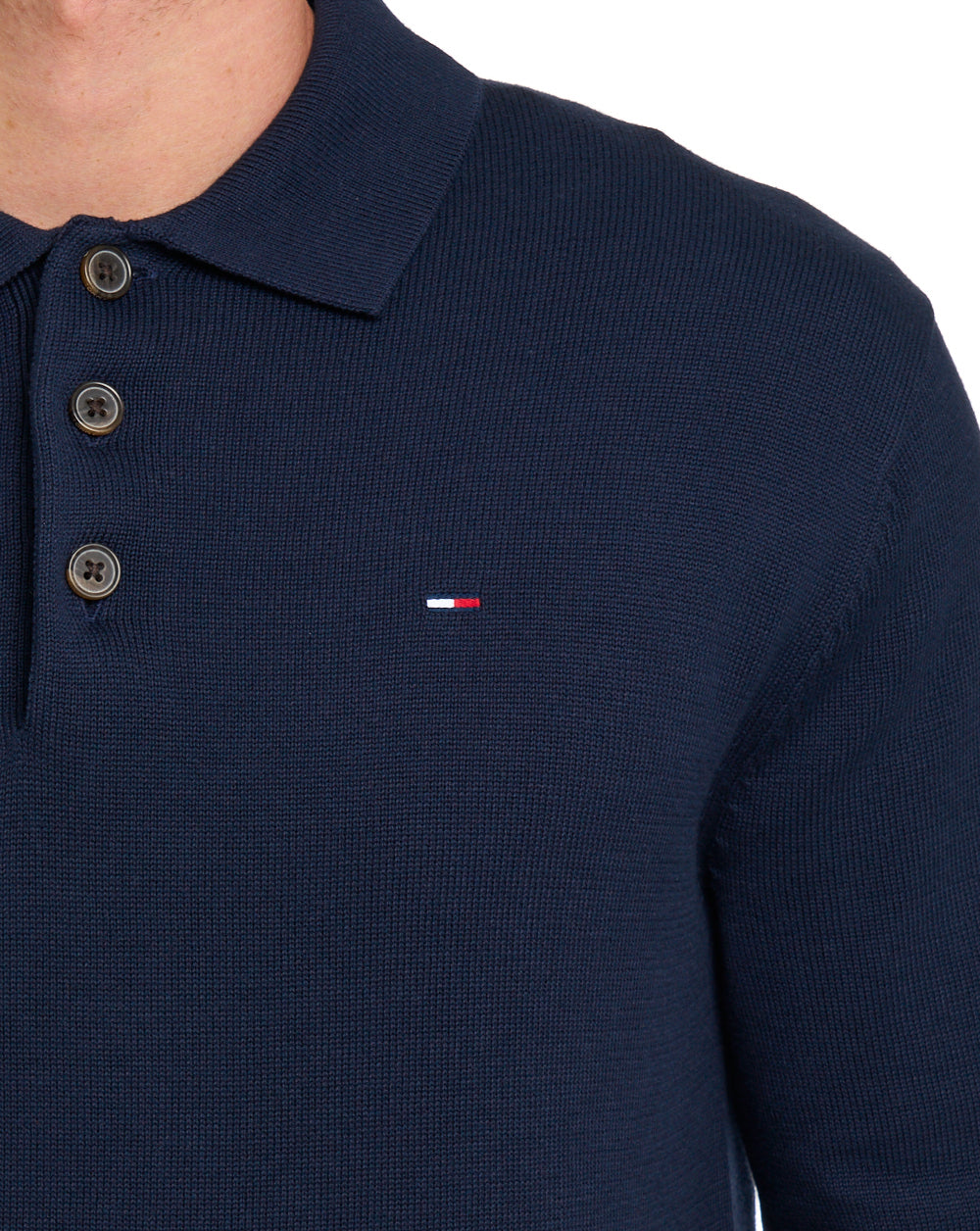 Tommy Jeans Knitted LS Polo Dark Navy