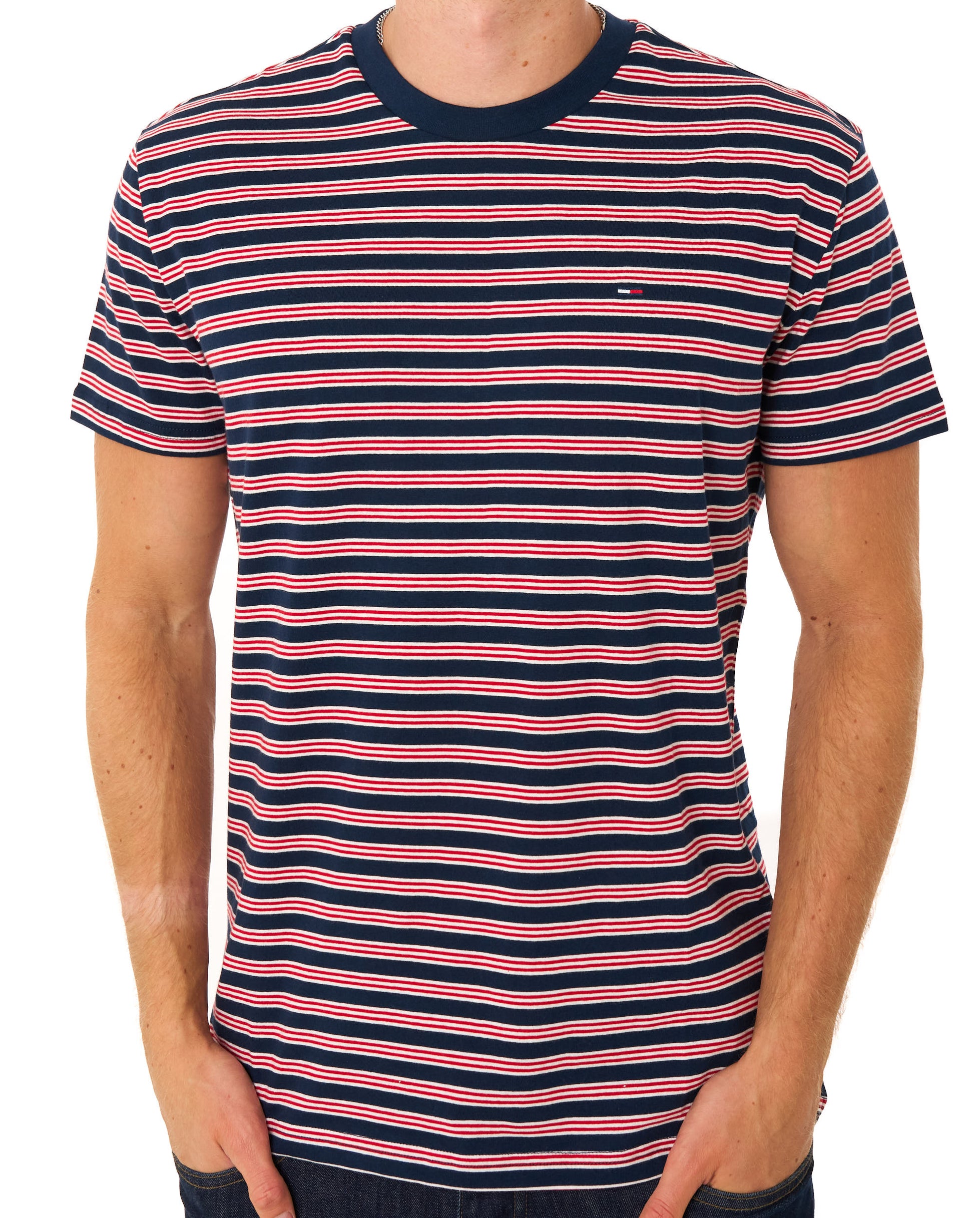 Tommy Jeans Striped T Shirt Scarlet Flare