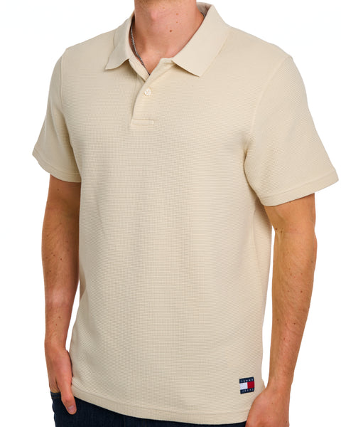 Tommy Jeans Washed Waffle Polo Calico White