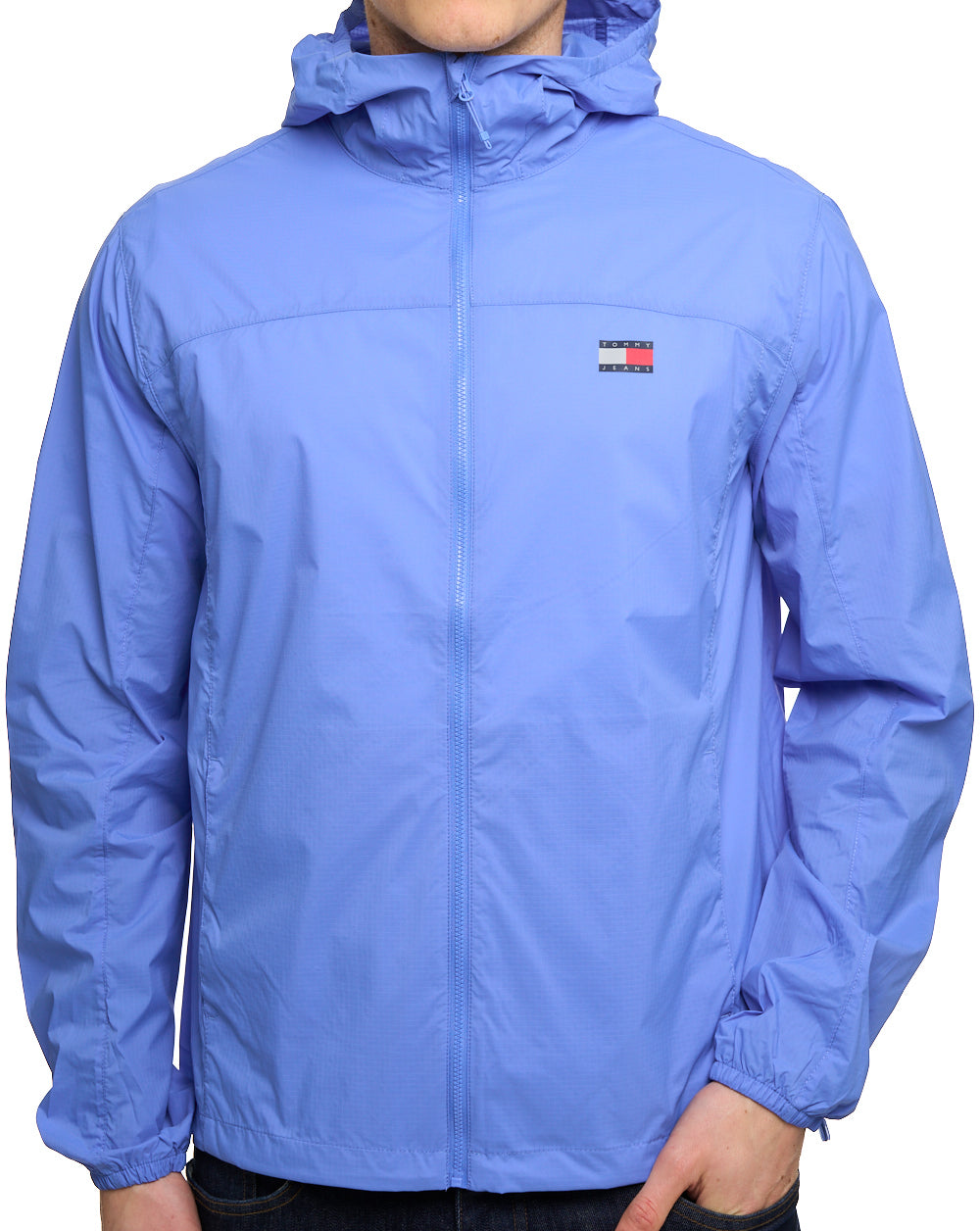Tommy Jeans Water Repellent Ripstop Hooded Zip-Thru Jacket Blue Twilight