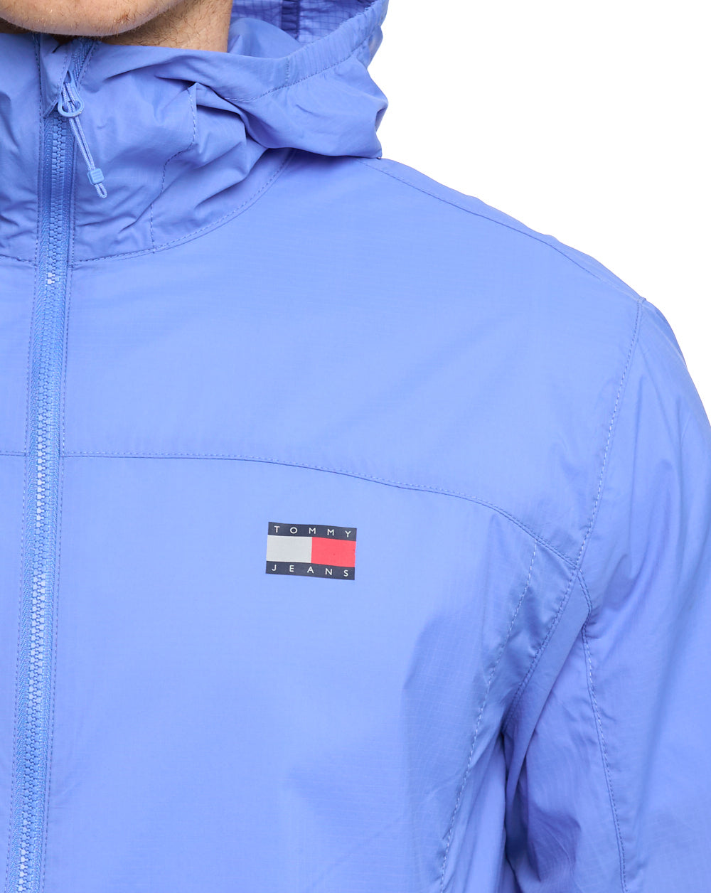 Tommy Jeans Water Repellent Ripstop Hooded Zip-Thru Jacket Blue Twilight