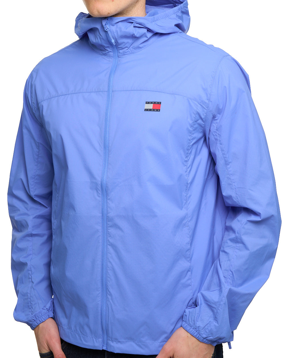 Tommy Jeans Water Repellent Ripstop Hooded Zip-Thru Jacket Blue Twilight