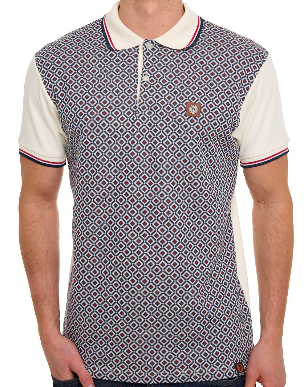 Trojan Diamond Panel Polo Ecru