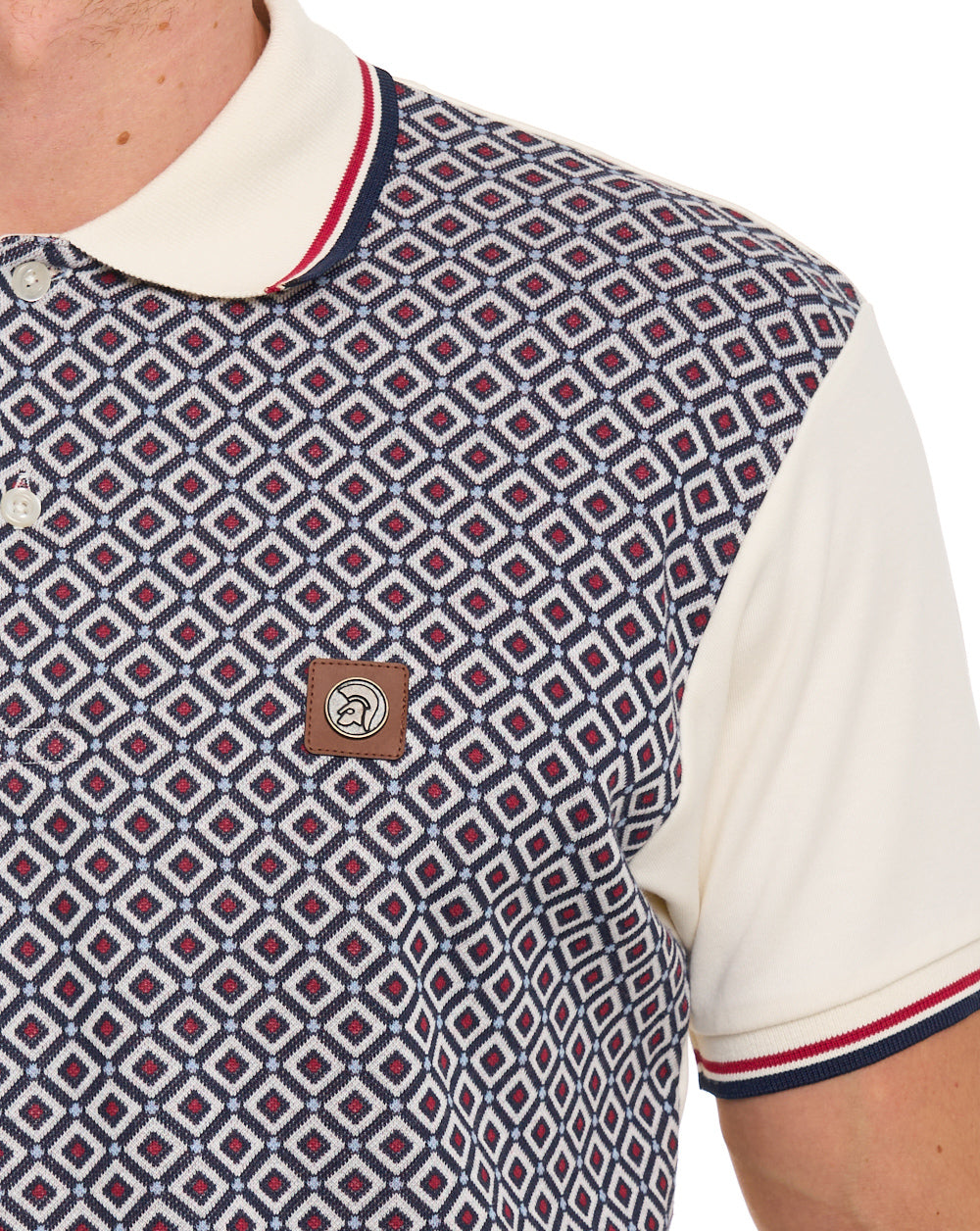 Trojan Diamond Panel Polo Ecru