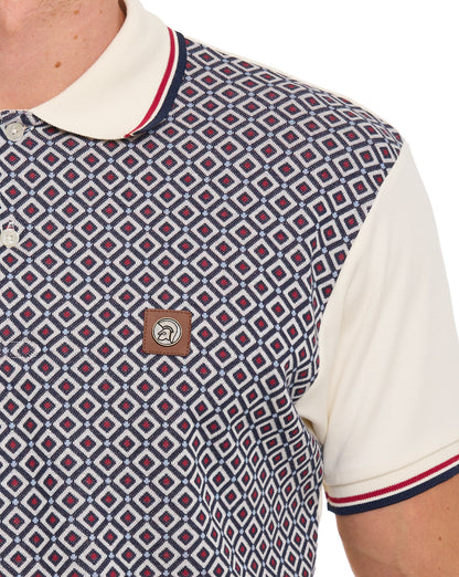 Trojan Diamond Panel Polo Ecru