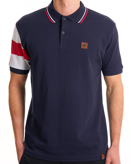 Trojan England Flag Sleeve Polo Navy