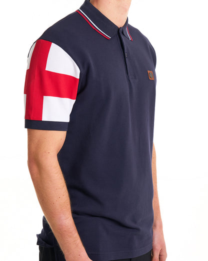 Trojan England Flag Sleeve Polo Navy