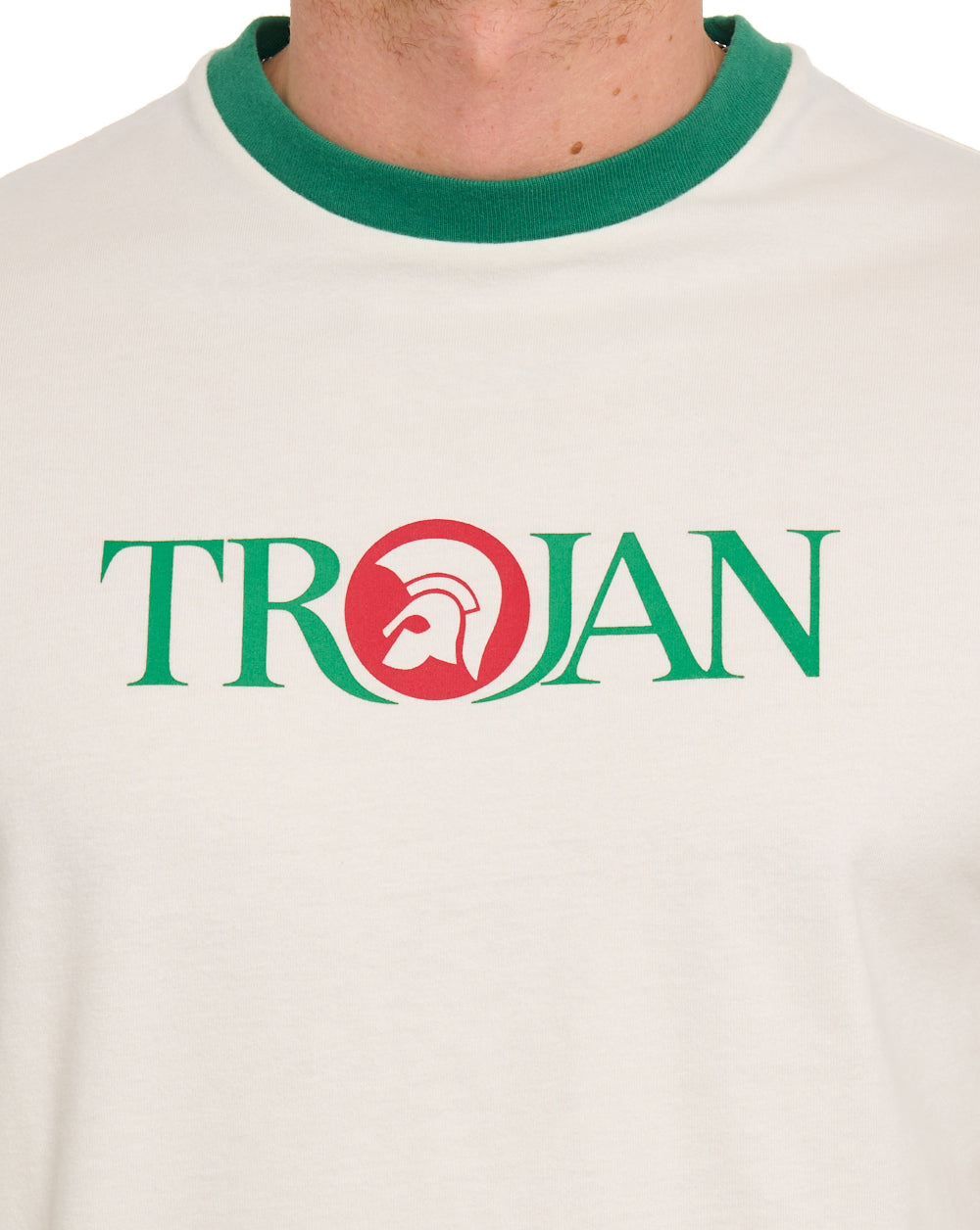 Trojan Helmet Logo T-shirt Ecru/Green