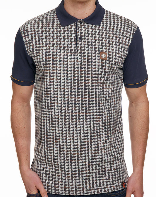 Trojan Trojan Houndstooth Panel Polo Navy