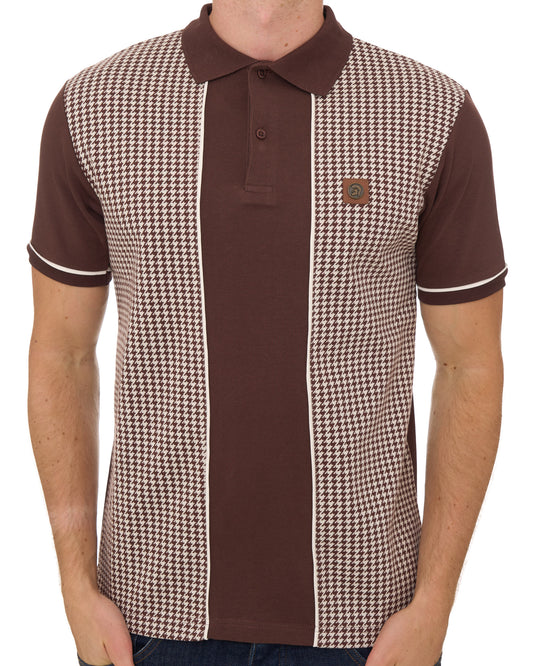 Trojan Trojan Houndstooth Panel Polo Shirt Chocolate