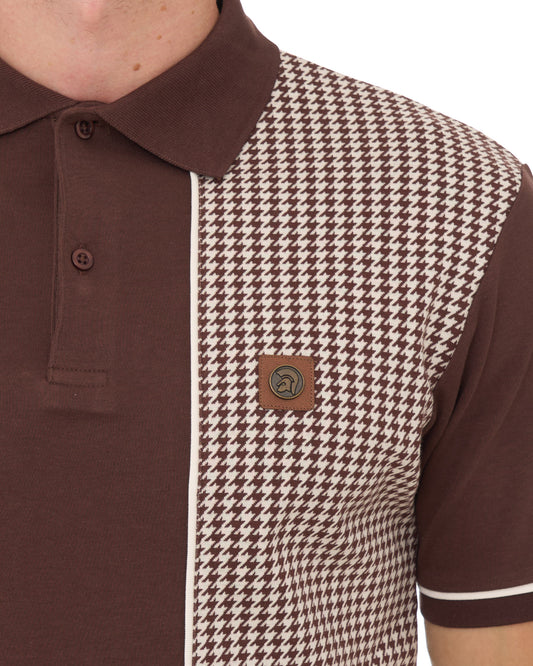 Trojan Trojan Houndstooth Panel Polo Shirt Chocolate