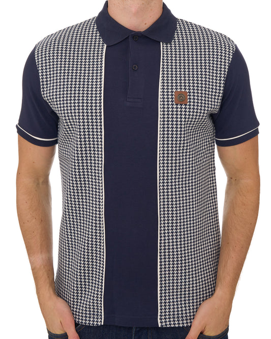 Trojan Trojan Houndstooth Panel Polo Shirt Navy