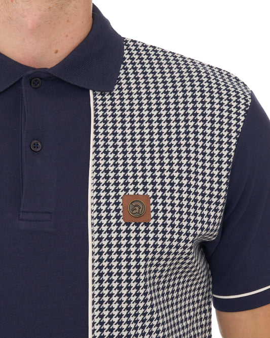 Trojan Trojan Houndstooth Panel Polo Shirt Navy