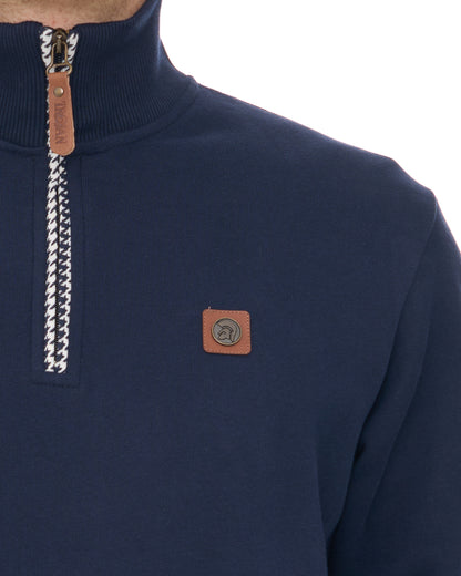 Trojan Houndstooth Quarter Zip Navy