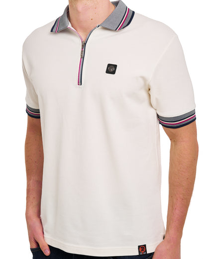 Trojan Oxford Collar Zip Polo Ecru