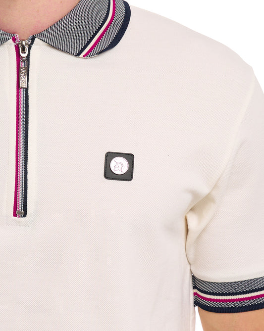Trojan Trojan Oxford Collar Zip Polo Ecru