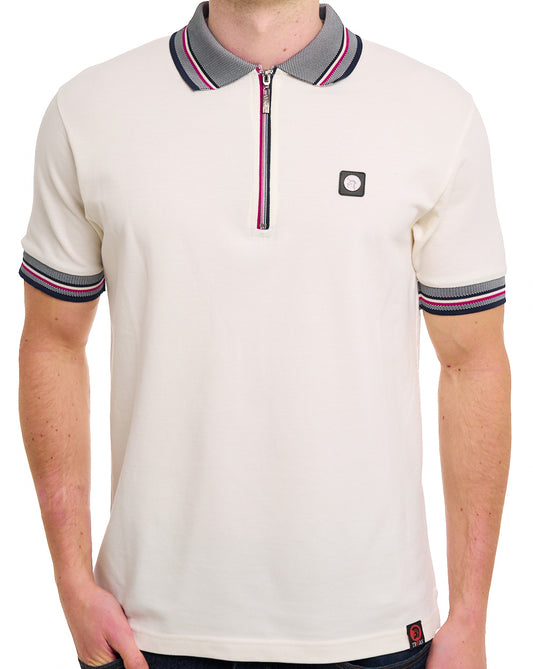 Trojan Trojan Oxford Collar Zip Polo Ecru