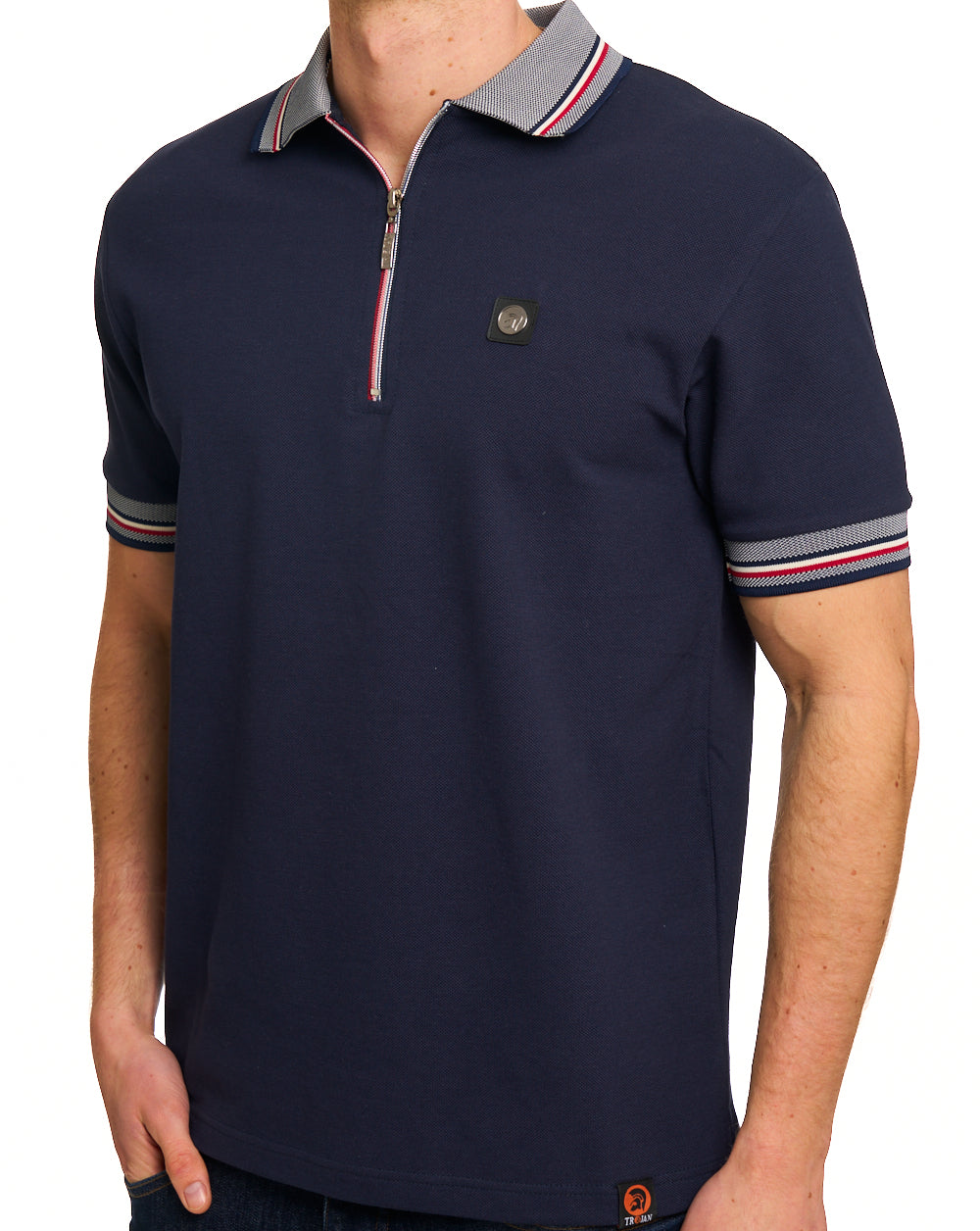 Trojan Oxford Collar Zip Polo Navy