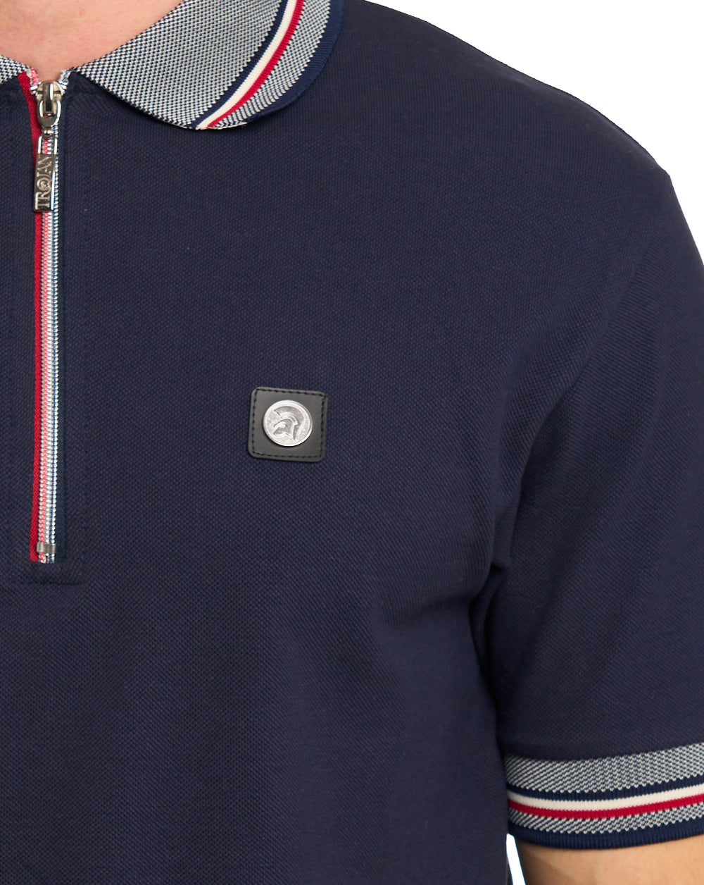Trojan Oxford Collar Zip Polo Navy