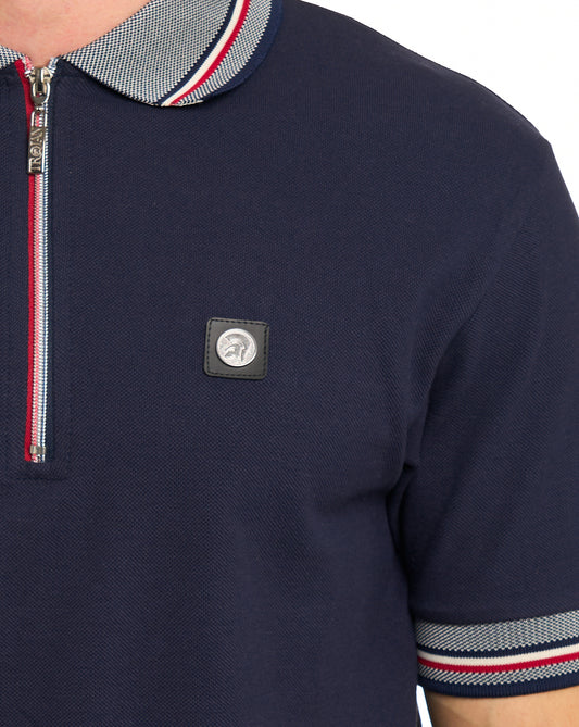 Trojan Trojan Oxford Collar Zip Polo Navy