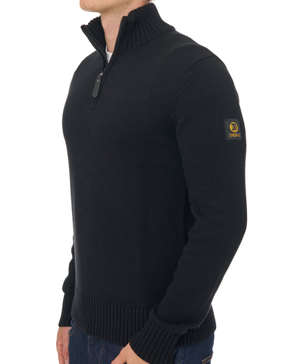 Trojan Quarter Zip Funnel Neck Knit Black