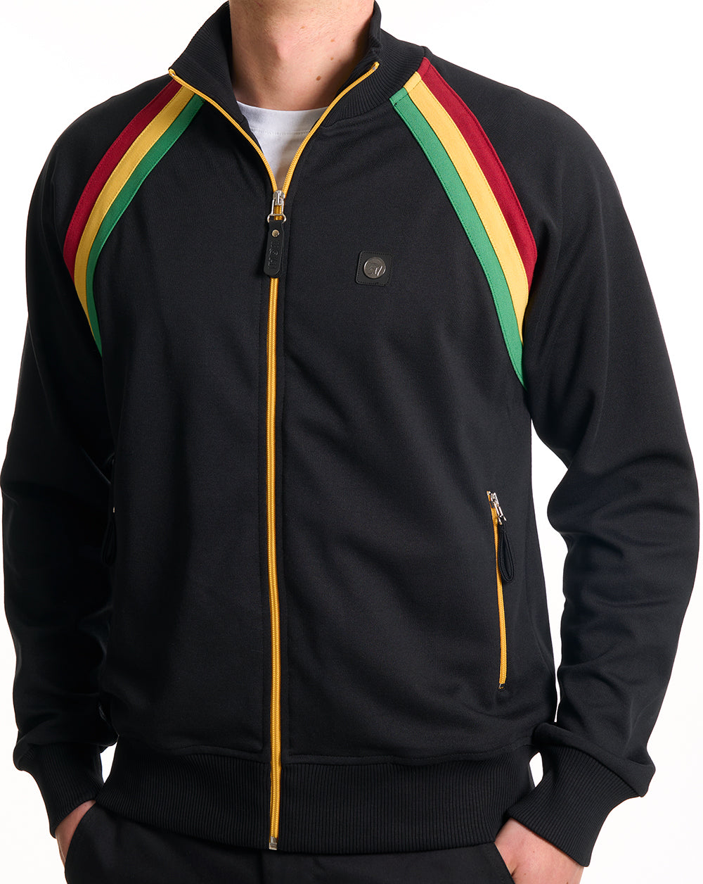 Trojan Raglan Striped Track Top Black
