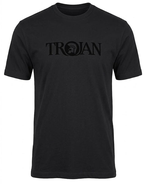 Trojan Self-Flock Print T Shirt Black