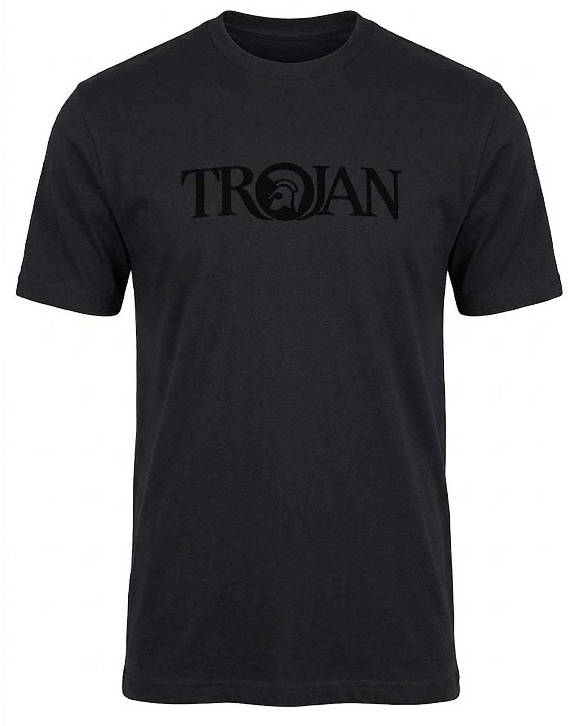 Trojan Self-Flock Print T Shirt Black