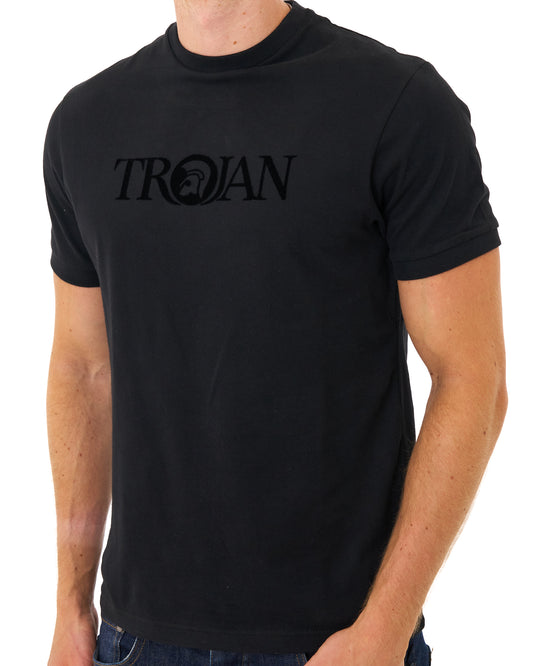 Trojan Trojan Self-Flock Print T Shirt Black
