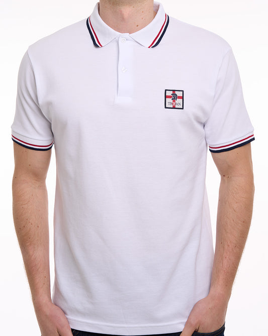 Trojan St George Badge Pique Polo White