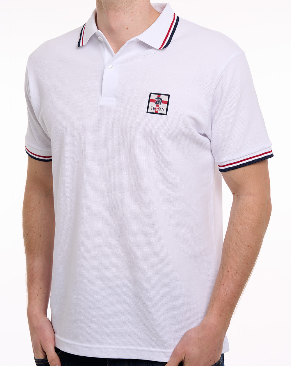 Trojan St George Badge Pique Polo White