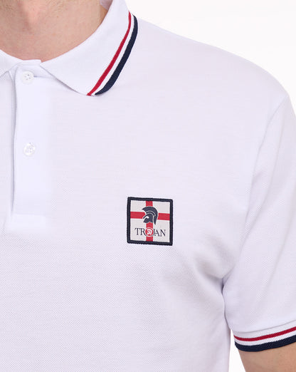 Trojan St George Badge Pique Polo White