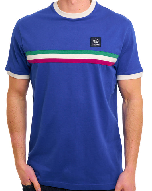 Trojan Stripe Front T Shirt Cobalt Blue