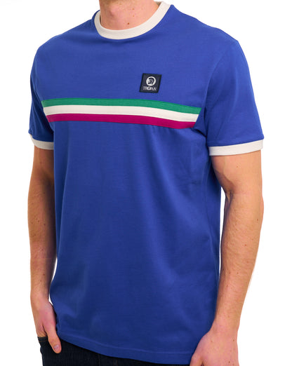 Trojan Stripe Front T Shirt Cobalt Blue