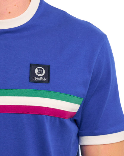 Trojan Stripe Front T Shirt Cobalt Blue