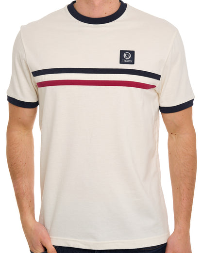 Trojan Stripe Front T Shirt Ecru