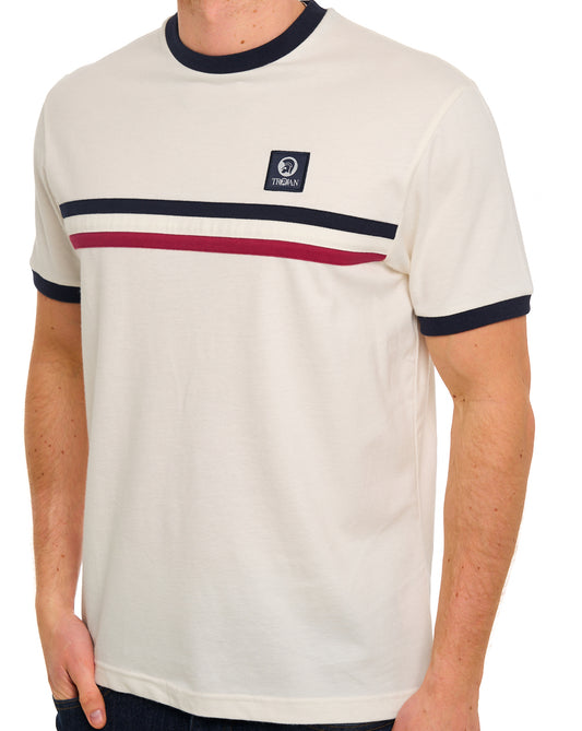 Trojan Trojan Stripe Front T Shirt Ecru