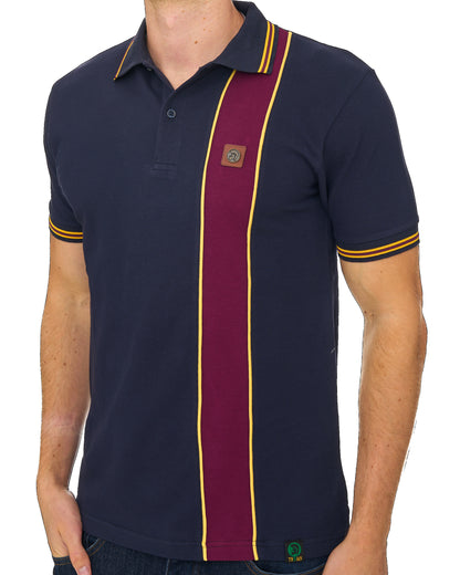Trojan Stripe Pique Polo Navy/Maroon