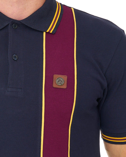 Trojan Stripe Pique Polo Navy/Maroon