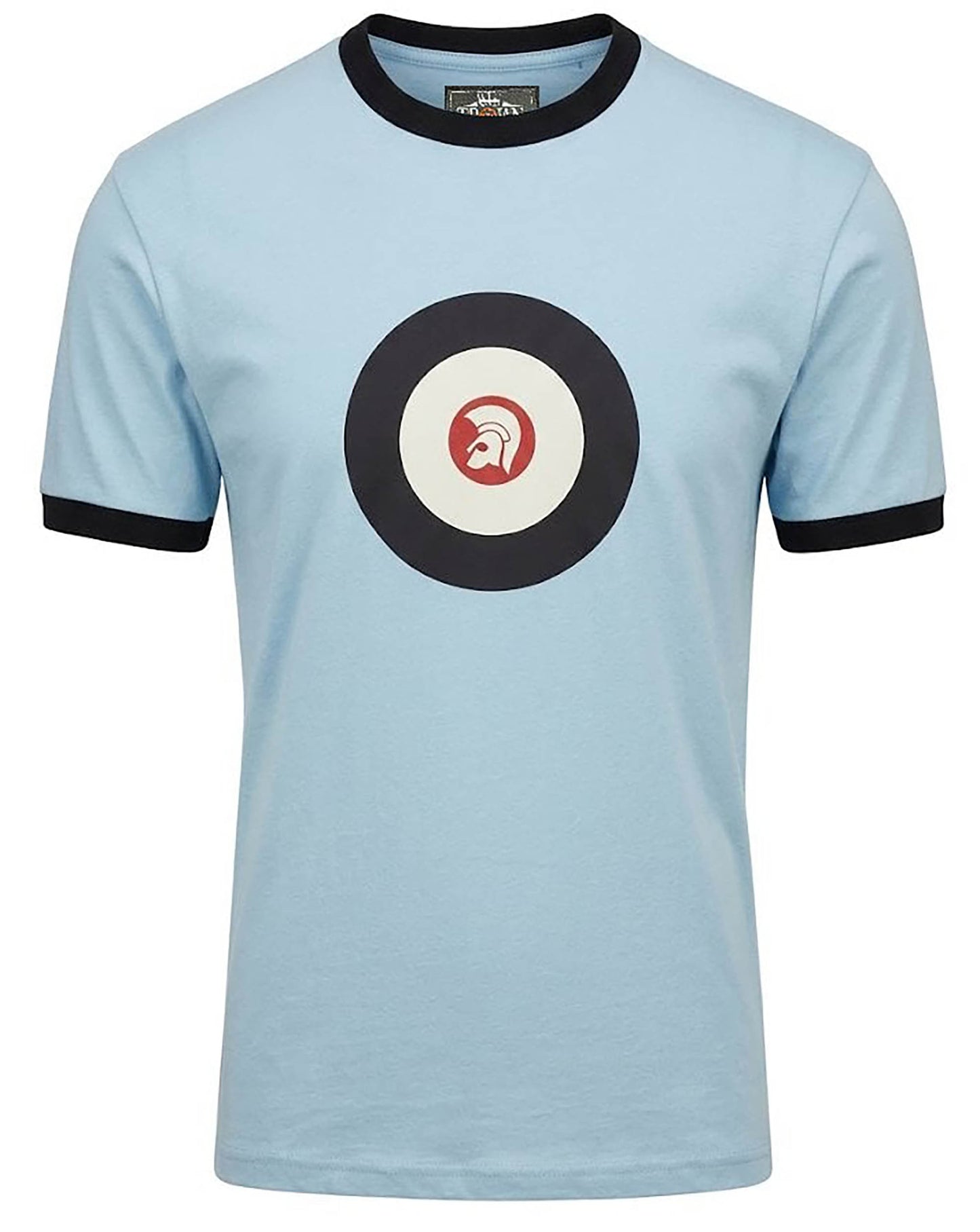 Trojan Target Ringer T Shirt Powder Blue/Navy/Red