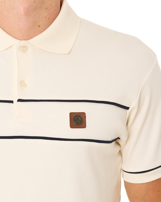 Trojan Trojan Twin Piped Polo Shirt Ecru