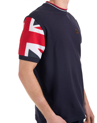 Trojan Union Flag Sleeve T Shirt Navy