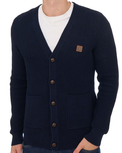 Trojan Waffle Cardigan Navy