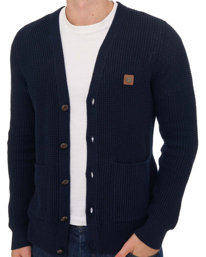 Trojan Waffle Cardigan Navy