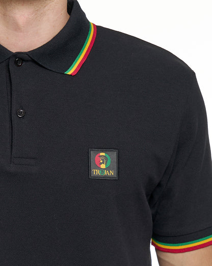 Trojan Flag Badge Pique Polo Rasta