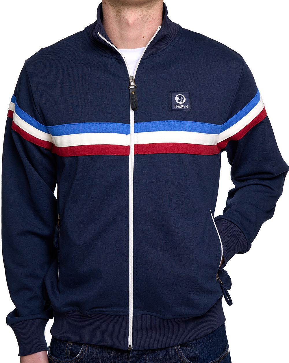 Trojan Retro Stripe Track Top Navy