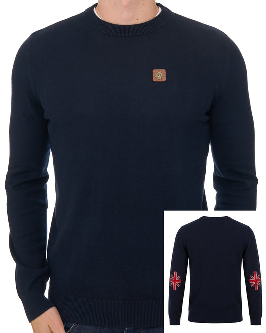 Trojan Trojan Union Flag Elbow Jumper Navy
