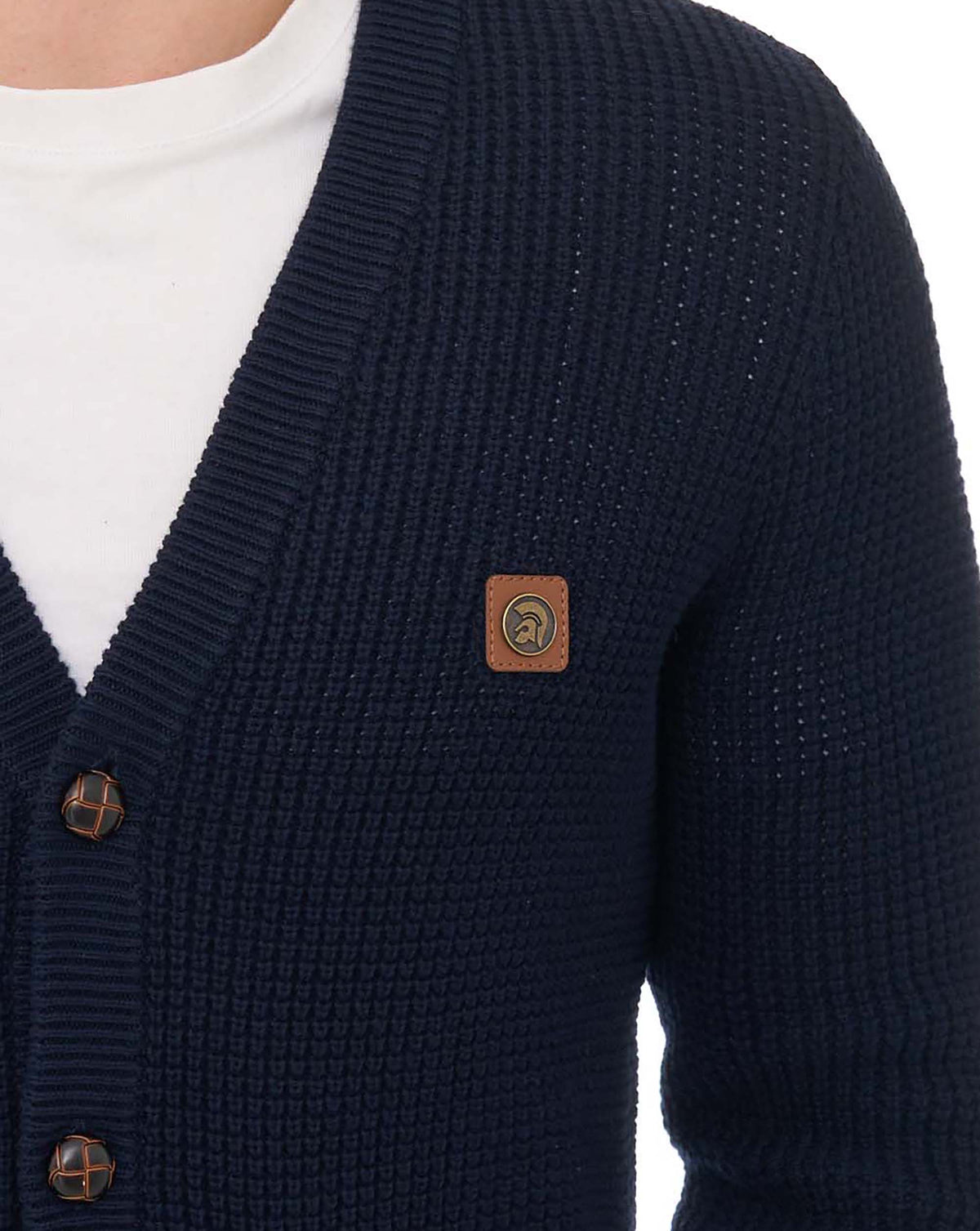 Trojan Waffle Cardigan Navy
