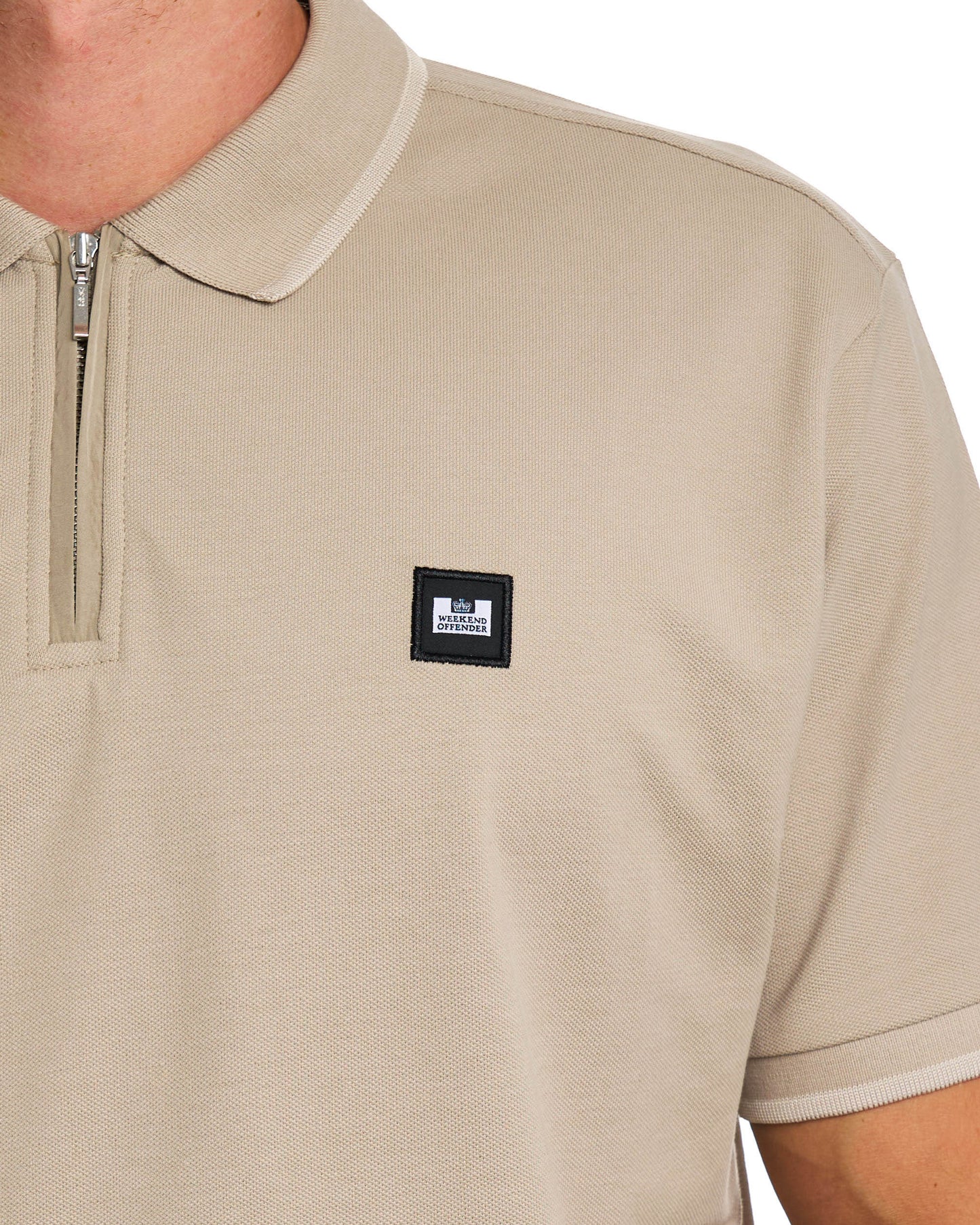 Weekend Offender Monti Zip Polo Shirt Deep Stone
